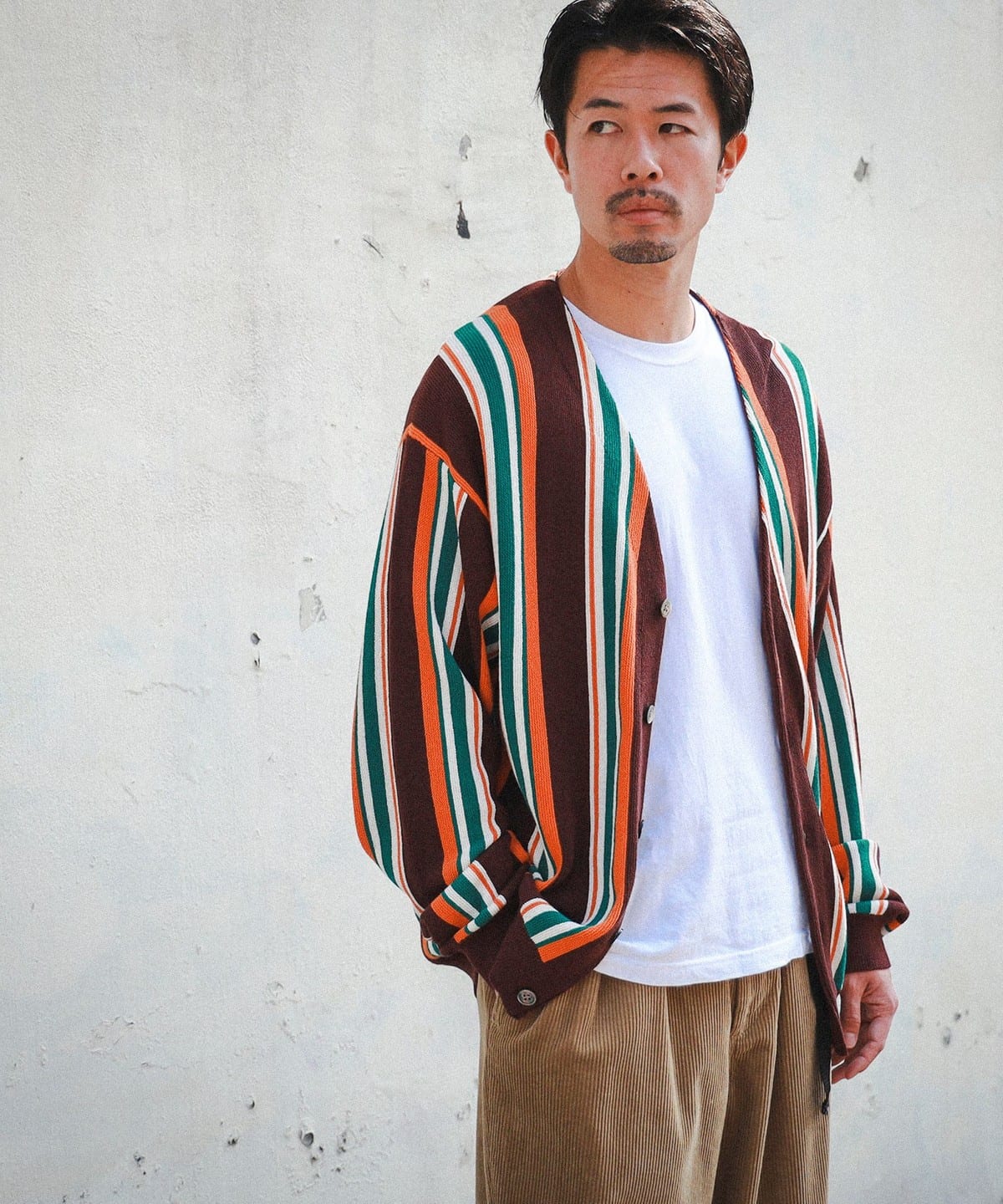 BEAMS 9 Gauge Multi Stripe BEAMS (Tops Cardigan) for sale