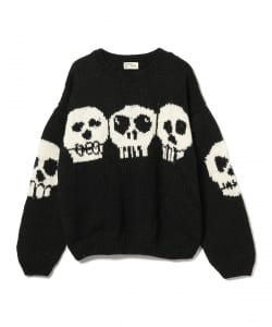 ▲MacMahon Knitting Mills / Crew Neck Knit - Line Skulls