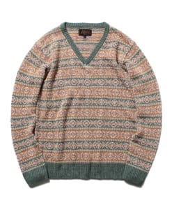 ▲BEAMS PLUS / フェアアイル柄 Vネックニット