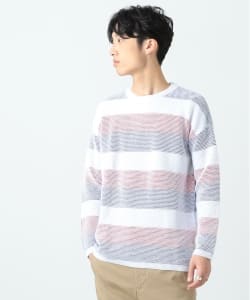 ▲BEAMS / カノコ メッシュ ボーダー クルーネックニット