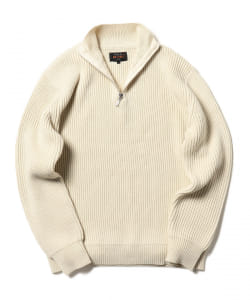 ▲BEAMS PLUS / リブ ハーフジップ ニット