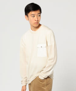 ▲BEAMS / エルボーパッチ クルーネック ニット