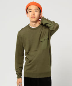 ▲BEAMS / エルボーパッチ クルーネック ニット