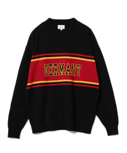 ▲BEAMS / ロゴ ジャカード クルーネック ニット