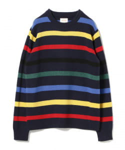 ▲BEAMS / マルチボーダー クルーネック ニット