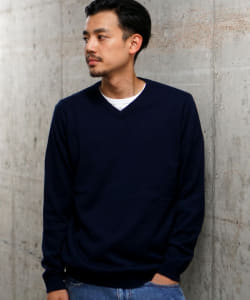 ▲BEAMS / アクリル コットン Vネック ニット