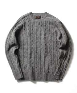 ▲BEAMS PLUS / ケーブルクルーニット 5ゲージ