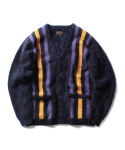 ▲BEAMS PLUS / ストライプ モヘヤ カーデガン