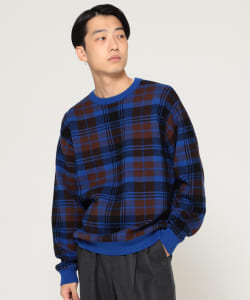 ▲BEAMS / 12ゲージ チェック ジャカード クルーネックニット