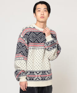 ▲BEAMS / ジャカード クルーネックニット