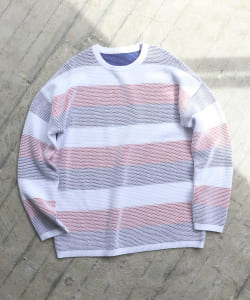 ▲BEAMS / メッシュ ボーダー クルーネック ニット