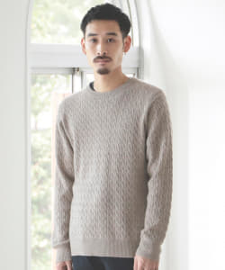 ▲BEAMS / カシミヤ ケーブル クルーネック ニット