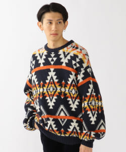 ▲BEAMS / ジャカード クルーネック ニット