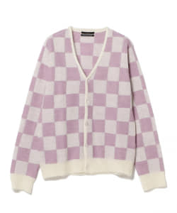 ▲UNUSED / Checkerd Pattern Mohair Cardigan