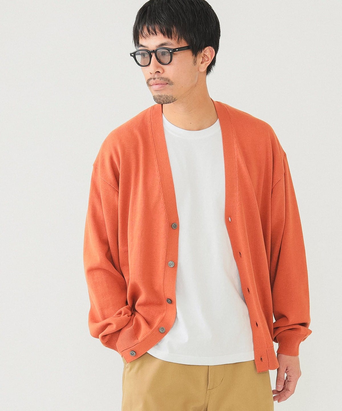 リラックス ソリッド カーディガン トップス MEN APRICOT S リラックス ソリッド カーディガン トップス MEN APRICOT S