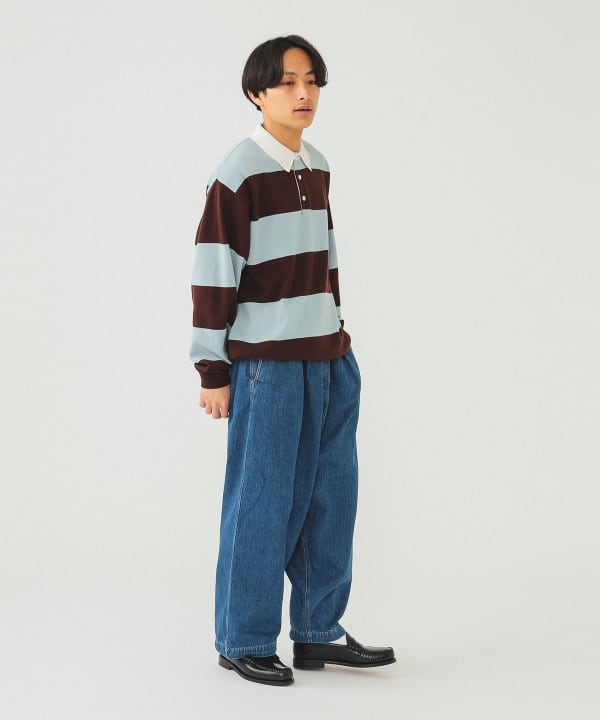 BEAMS（ビームス）7ゲージ ボーダー ラガー ニットポロシャツ