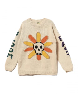 ▲MacMahon Knitting Mills / L/S Crew Neck Knit-Skull & Flower