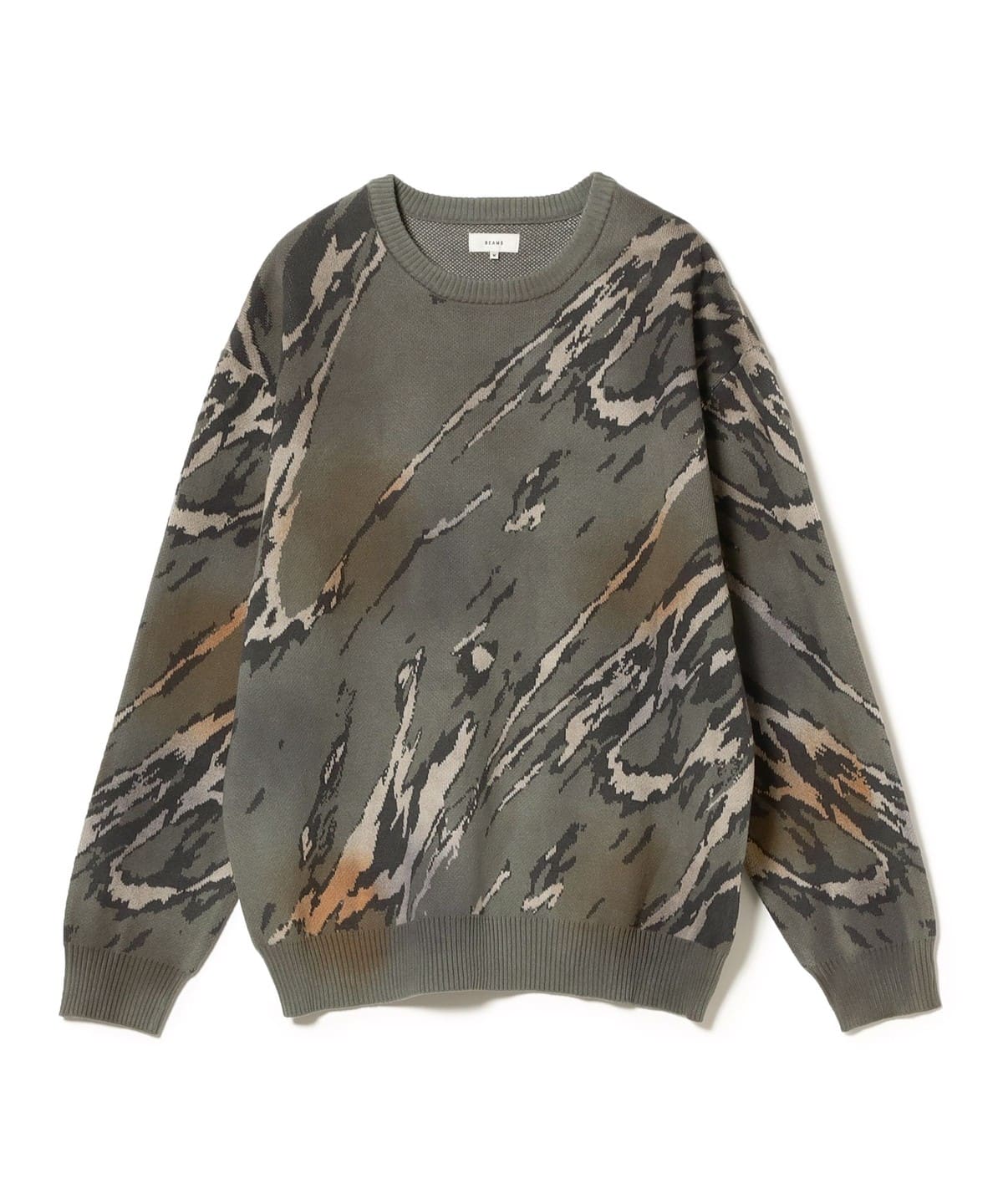 デジタルマーブル フェード クルーネックニット トップス MEN GREY M デジタルマーブル フェード クルーネックニット トップス MEN GREY M