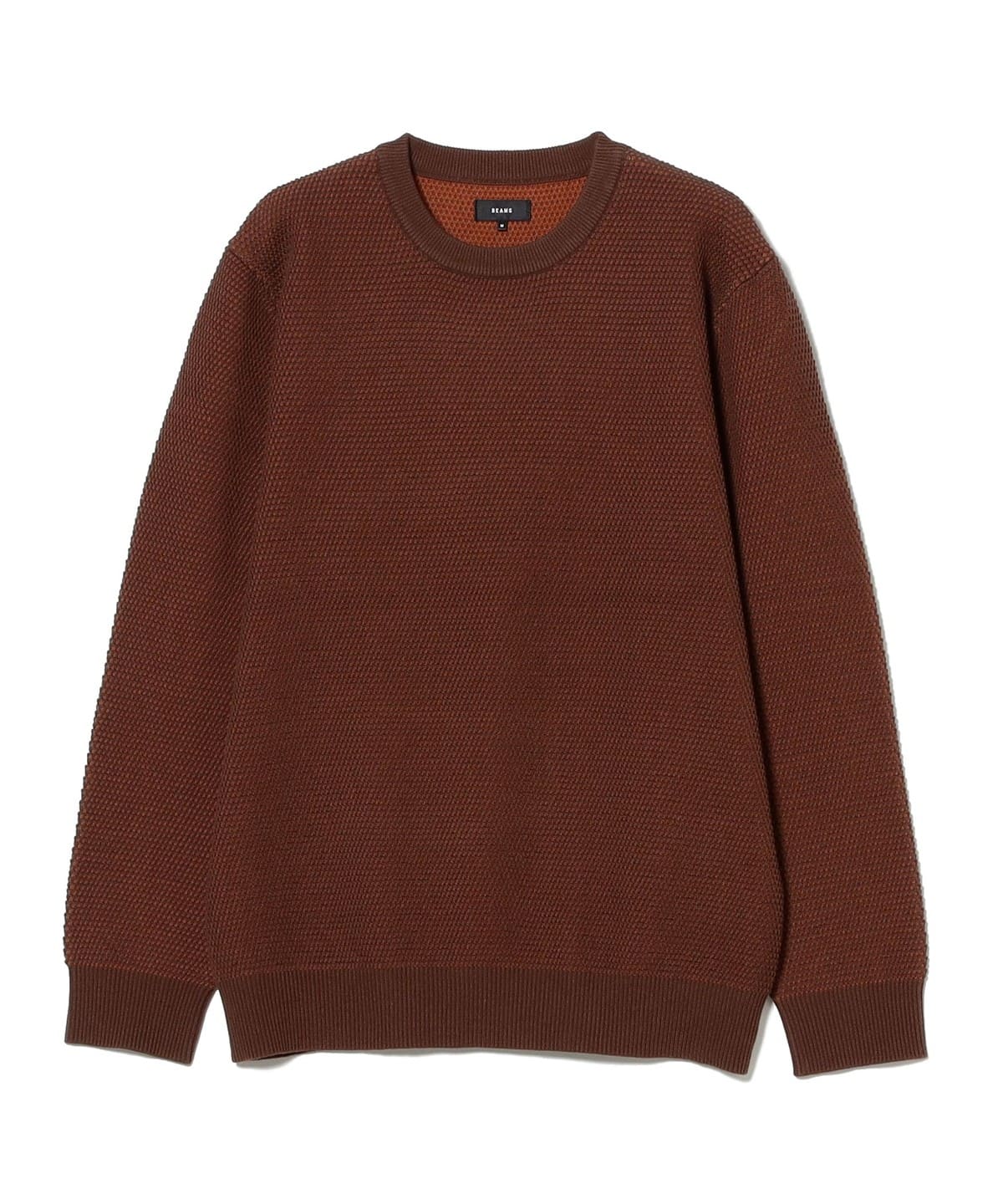 beams ニット セーター ライトワッフル トップ クルーネックニット メンズ