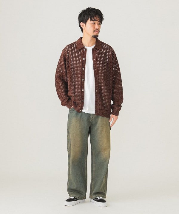 BEAMS（ビームス）5ゲージ メッシュ ポロカーディガン（シャツ