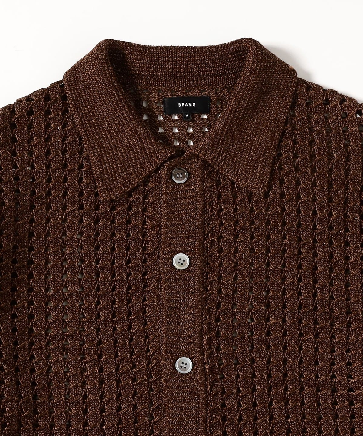 BEAMS メッシュ ポロカーディガン　ビームス BEAMS（ビームス）5ゲージ メッシュ ポロカーディガン（シャツ