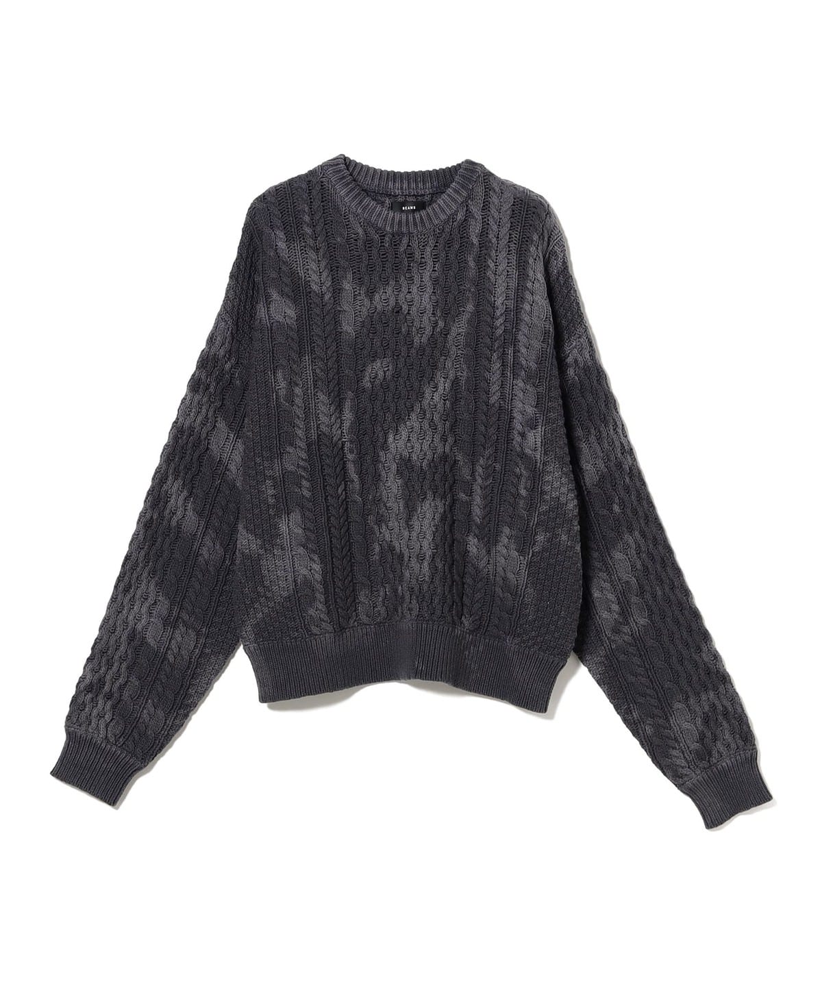 ワイドショートフィット アランニット トップス MEN SOFT BLACK XL ワイドショートフィット アランニット トップス MEN SOFT BLACK XL
