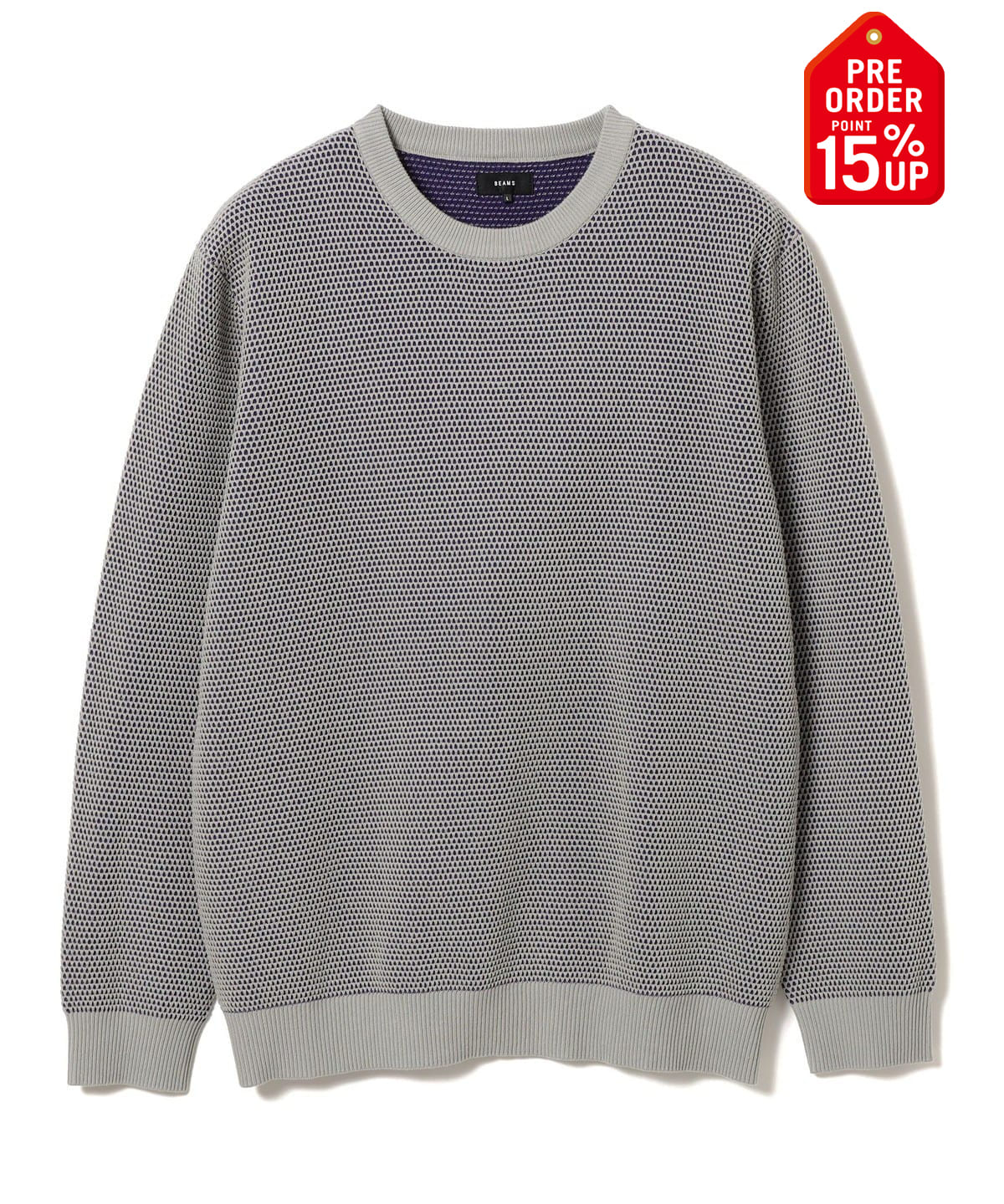 【+15%ポイントUP】12ゲージ リブ ワッフル クルーネック ニット トップス MEN GREY M 【+15%ポイントUP】12ゲージ リブ ワッフル クルーネック ニット トップス MEN GREY M