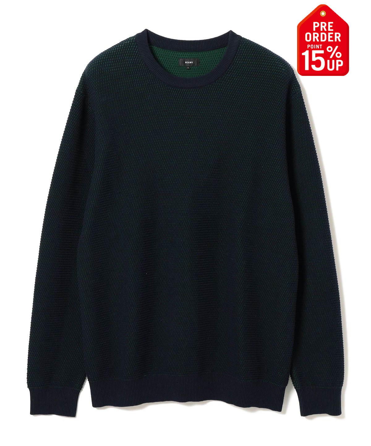 【+15%ポイントUP】12ゲージ リブ ワッフル クルーネック ニット トップス MEN NAVY S 【+15%ポイントUP】12ゲージ リブ ワッフル クルーネック ニット トップス MEN NAVY S