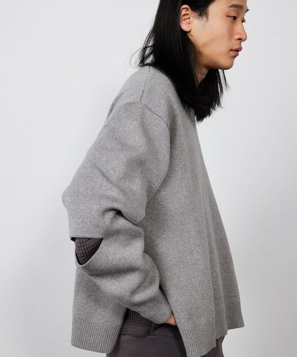 BEAMS Wide Short Fit 12 Gauge Slit Knit (Tops BEAMS Knitwear