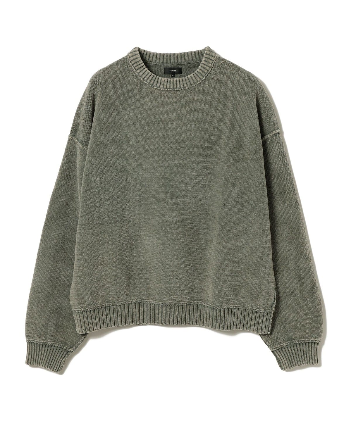 7ゲージ フェード クルーネック ニット トップス MEN OLIVE L 7ゲージ フェード クルーネック ニット トップス MEN OLIVE L