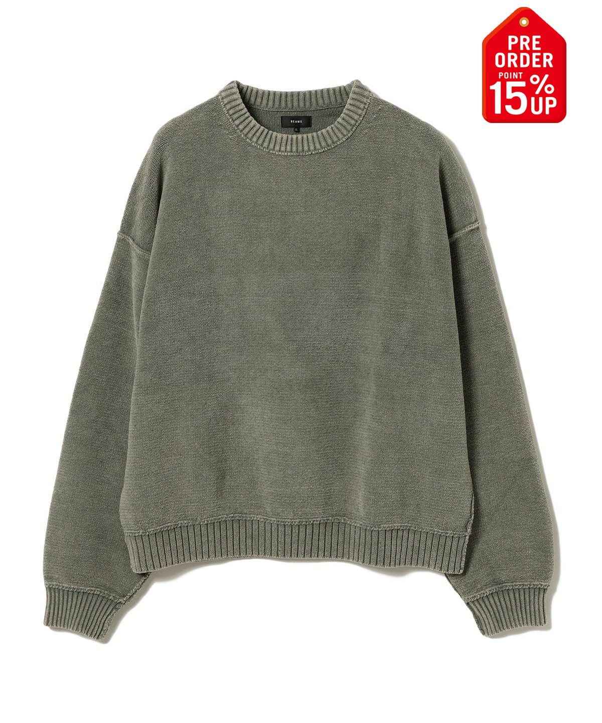 【+15%ポイントUP】7ゲージ フェード クルーネック ニット トップス MEN OLIVE L 【+15%ポイントUP】7ゲージ フェード クルーネック ニット トップス MEN OLIVE L