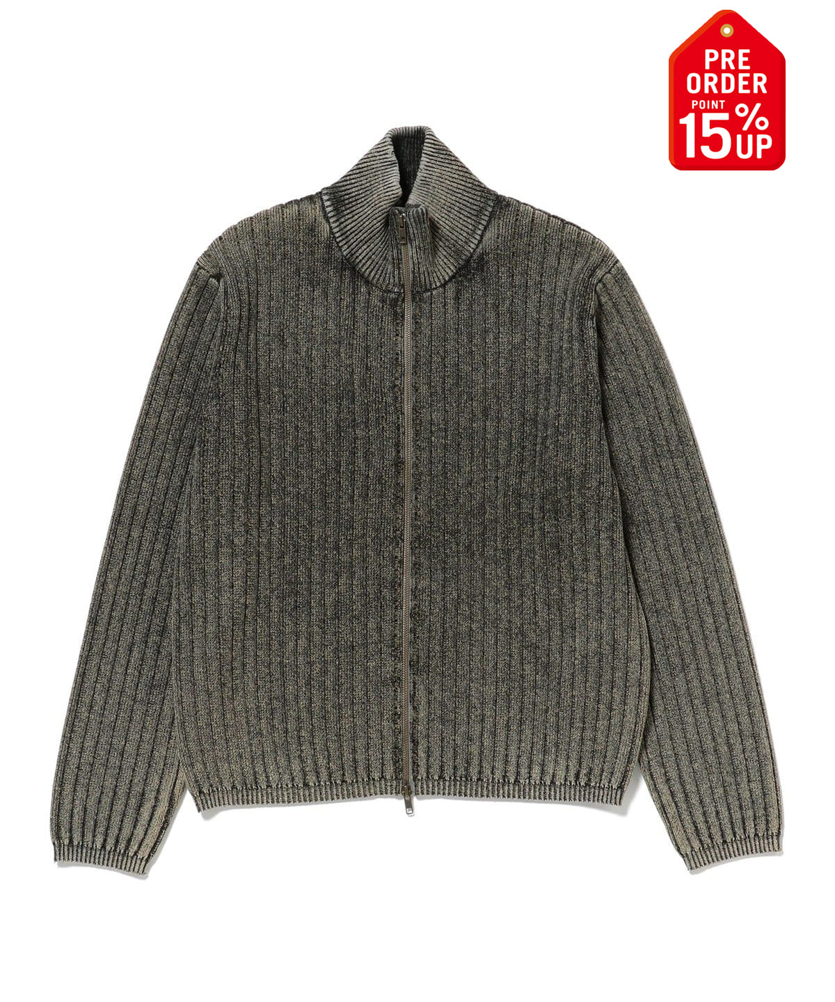 【+15%ポイントUP】フェード スタンド フルジップ ニット トップス MEN BLACK M 【+15%ポイントUP】フェード スタンド フルジップ ニット トップス MEN BLACK M