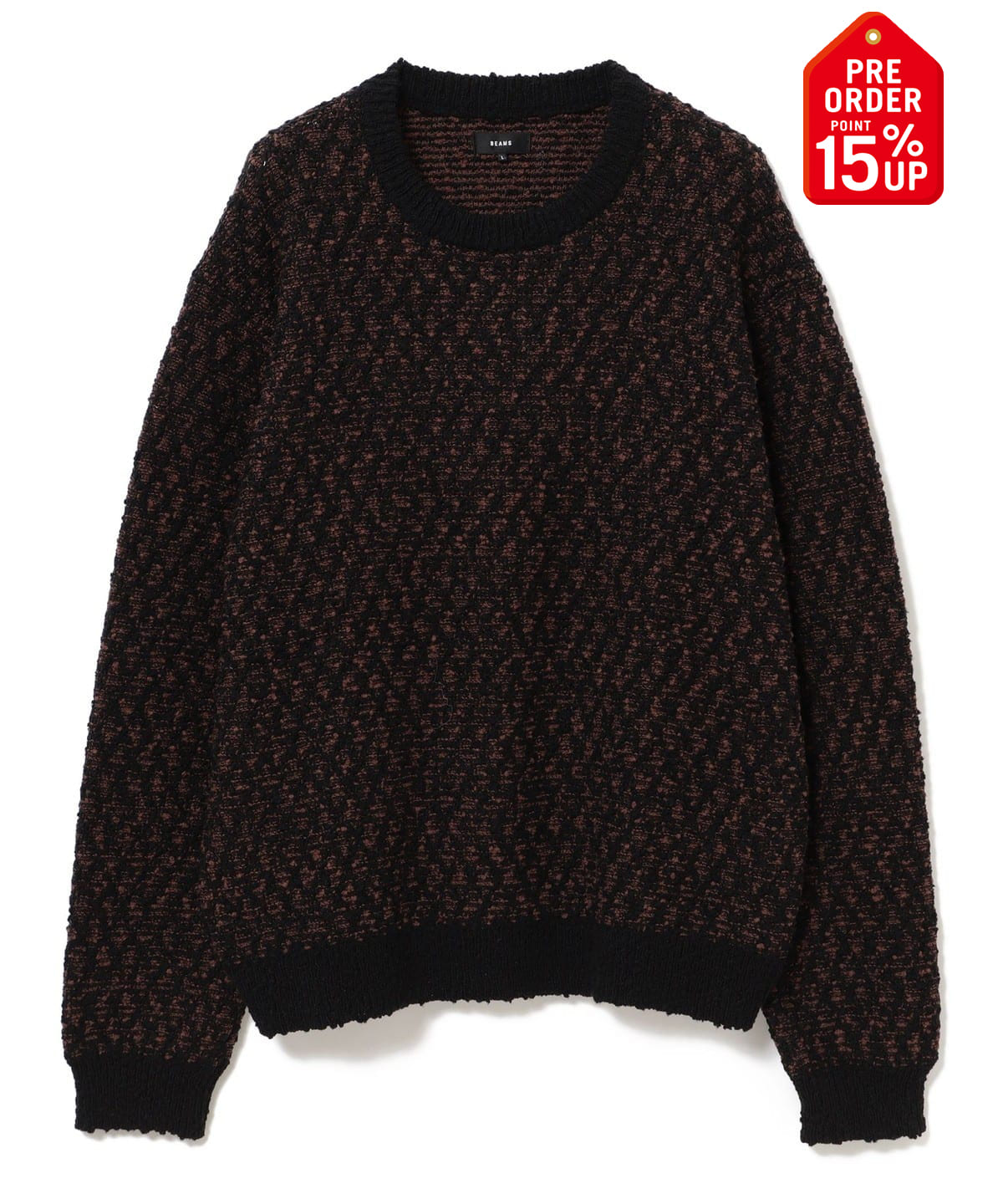 【+15%ポイントUP】5ゲージ ツイーディー クルーネック ニット トップス MEN BROWN S 【+15%ポイントUP】5ゲージ ツイーディー クルーネック ニット トップス MEN BROWN S