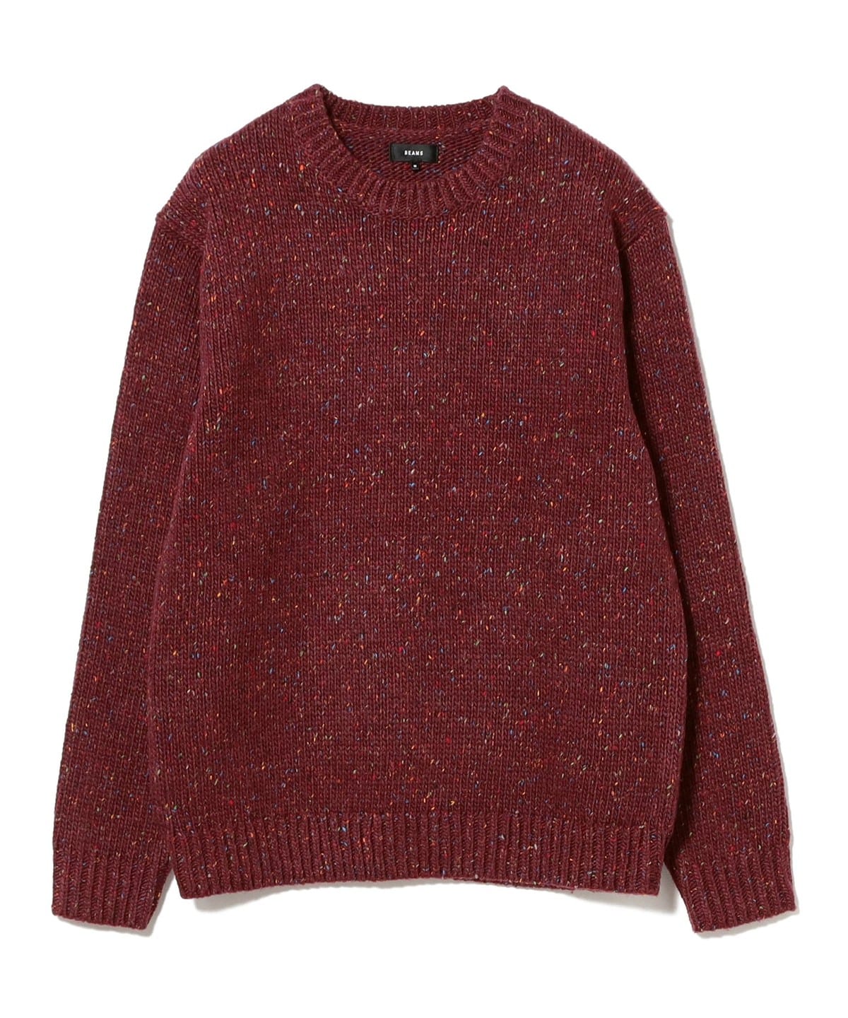 3ゲージ カラーネップ クルーネック ニット トップス MEN WINE XL 3ゲージ カラーネップ クルーネック ニット トップス MEN WINE XL