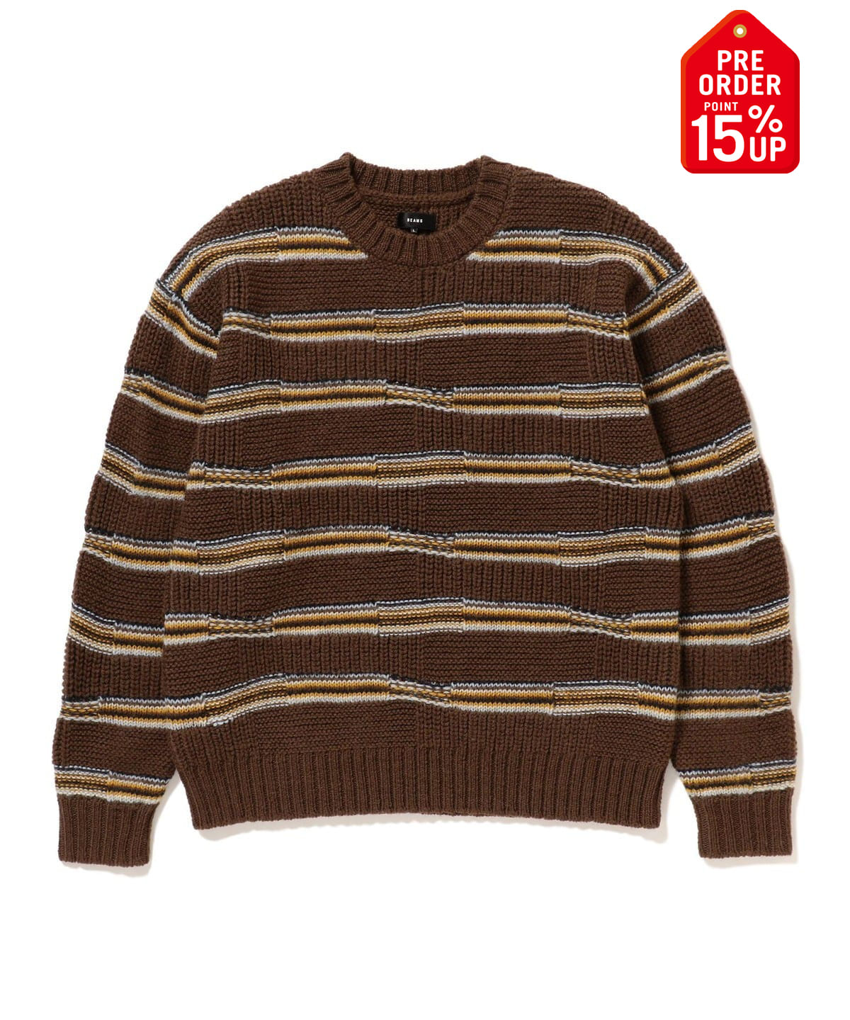 【+15%ポイントUP】3ゲージ リンクス マルチボーダー クルーネック ニット トップス MEN BROWN S 【+15%ポイントUP】3ゲージ リンクス マルチボーダー クルーネック ニット トップス MEN BROWN S