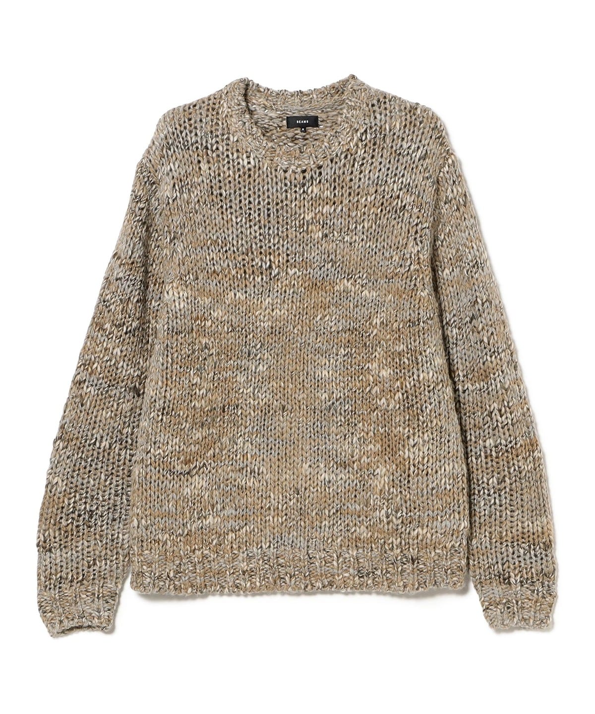 1.5ゲージ マルチ バルキー ニット トップス MEN BEIGE M 1.5ゲージ マルチ バルキー ニット トップス MEN BEIGE M