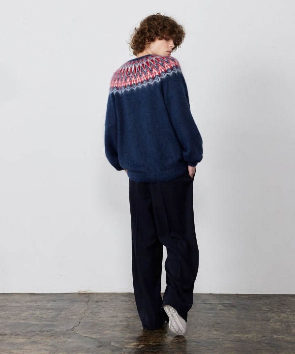 BEAMS - ビームスゴルフ　ノルディックセーター 極美品・人気】ビームスゴルフ ノルディック柄 灰色 ニット 厚手