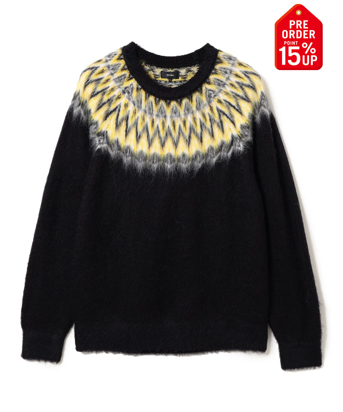 【+15%ポイントUP】5ゲージ ノルディック シャギーニット トップス MEN BLACK S 【+15%ポイントUP】5ゲージ ノルディック シャギーニット トップス MEN BLACK S