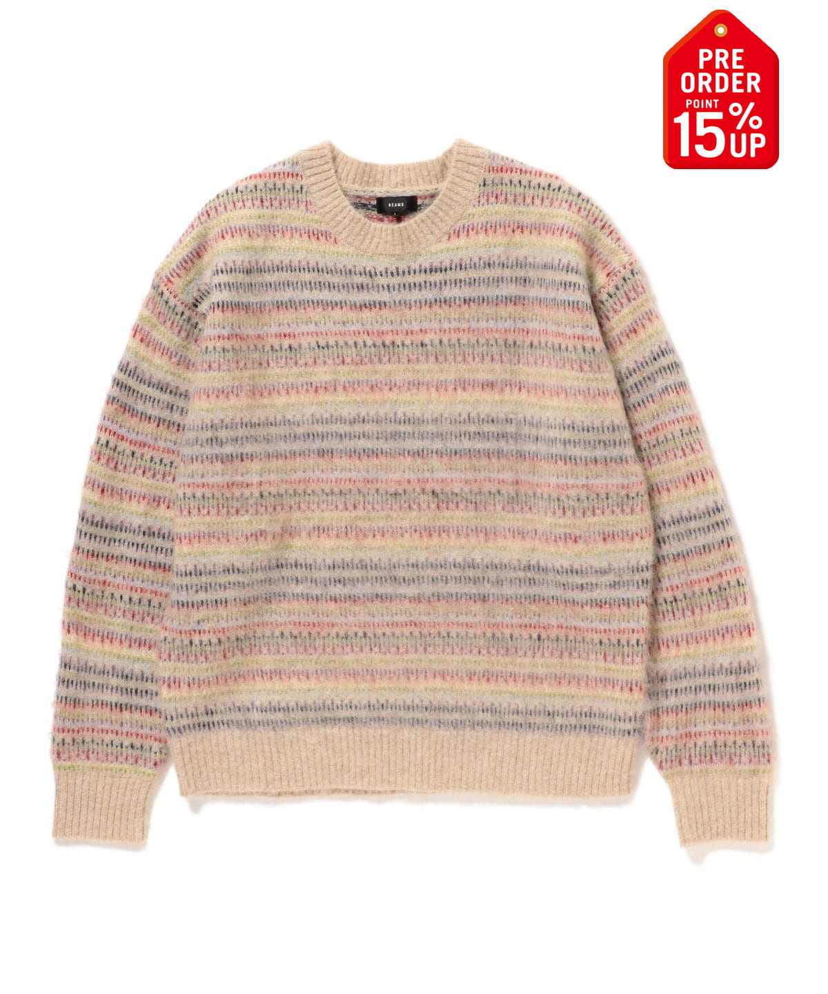 【+15%ポイントUP】5ゲージ マルチジャガード シャギーニット トップス MEN BEIGE L 【+15%ポイントUP】5ゲージ マルチジャガード シャギーニット トップス MEN BEIGE L