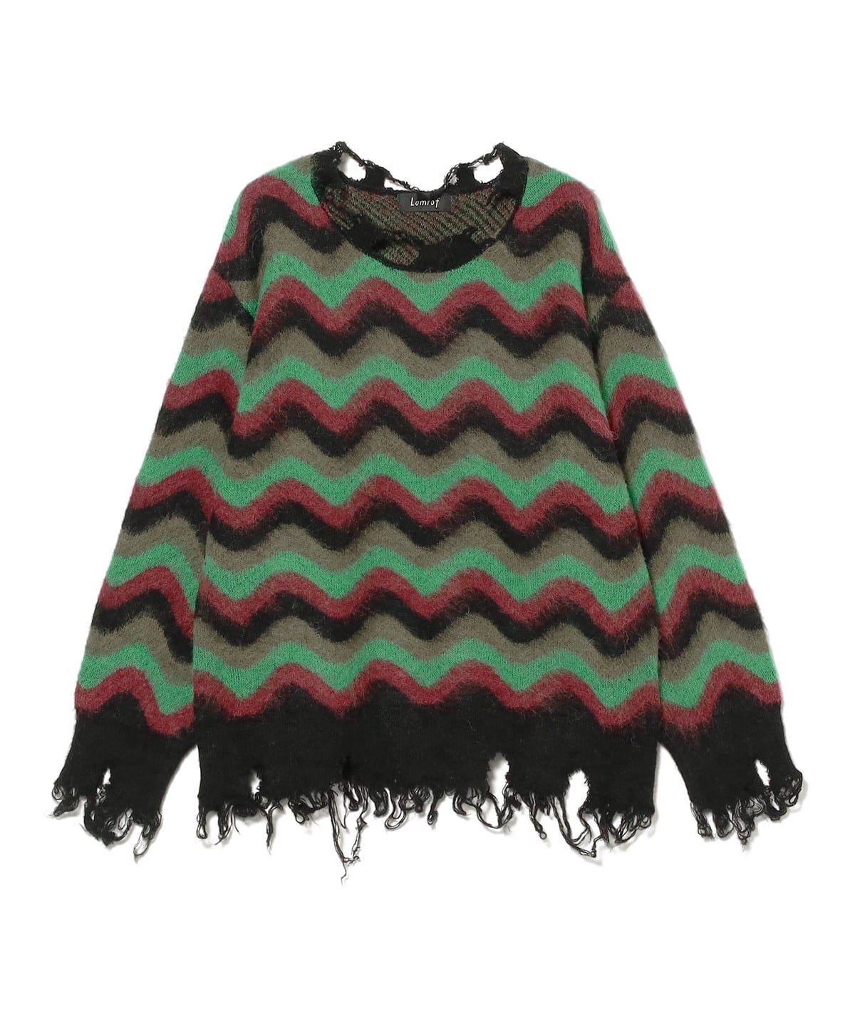 Lamrof / Wave Mohair Knit トップス MEN Green×Black ONE SIZE Lamrof / Wave Mohair Knit トップス MEN Green×Black ONE SIZE
