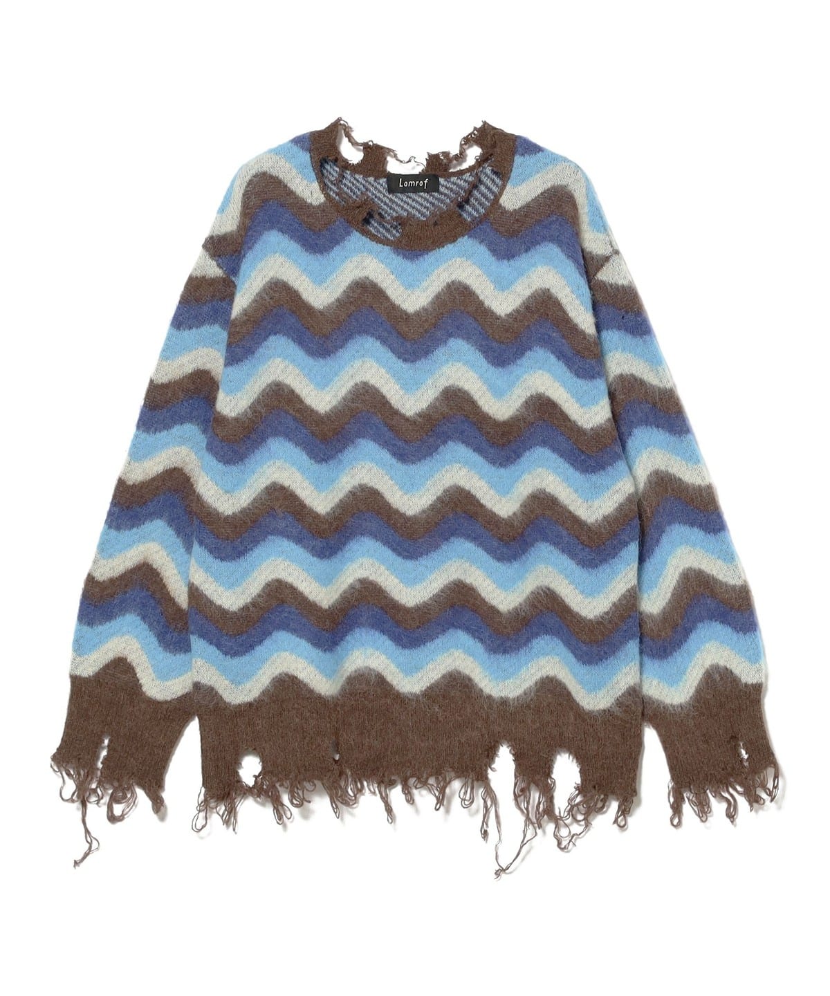 Lamrof / Wave Mohair Knit トップス MEN Blue×Brown ONE SIZE Lamrof / Wave Mohair Knit トップス MEN Blue×Brown ONE SIZE