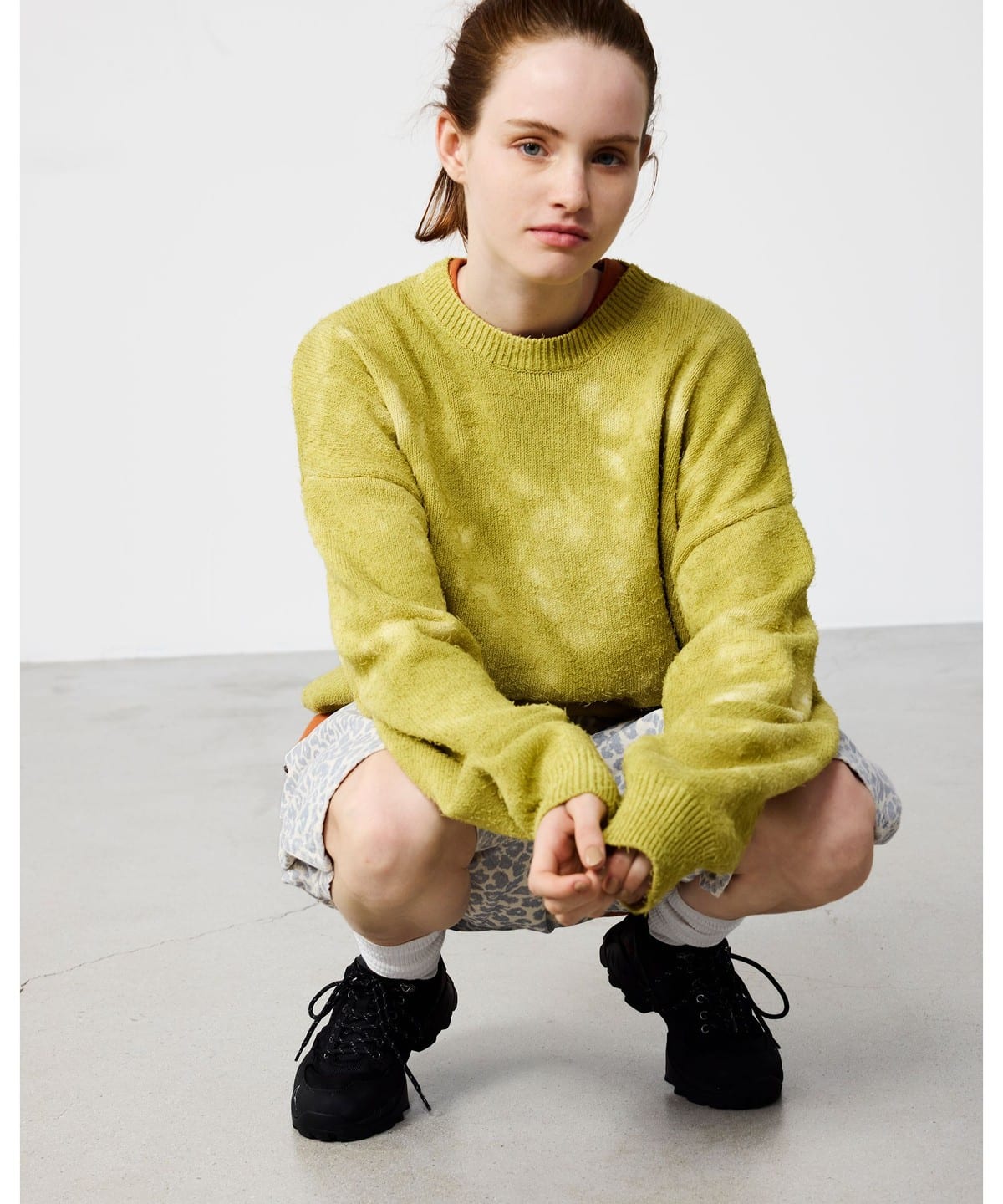 デミルクス ビームス ロロピアーナ 5分袖 ニット クルーネックＳ 黄色 Demi-Luxe BEAMS（デミルクス ビームス）ATON / カシミヤ クルーネック