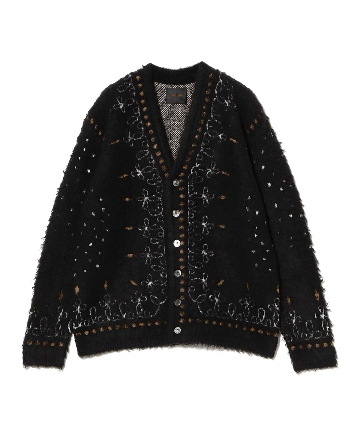 Taiga Igari / Decoration Jaquard Cardigan トップス MEN BLACK M Taiga Igari / Decoration Jaquard Cardigan トップス MEN BLACK M