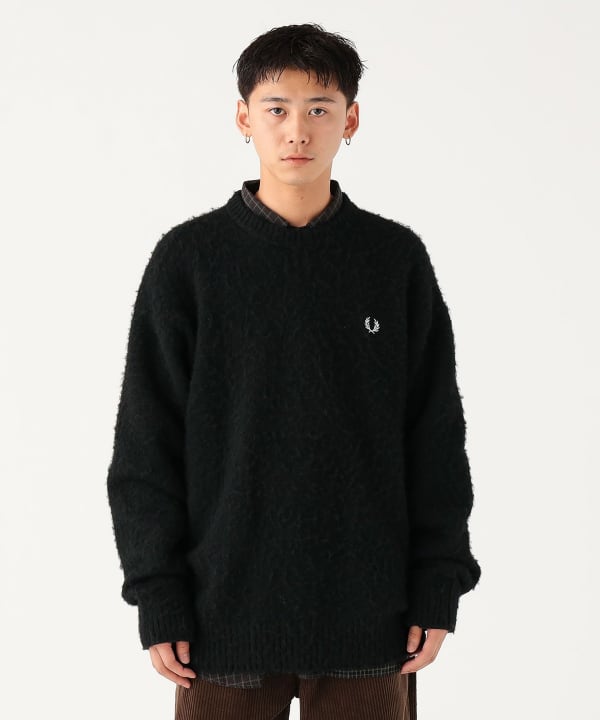 Fred Perry ブラック長袖ニット BEAMS（ビームス）【別注】FRED PERRY / フラッフィー クルー