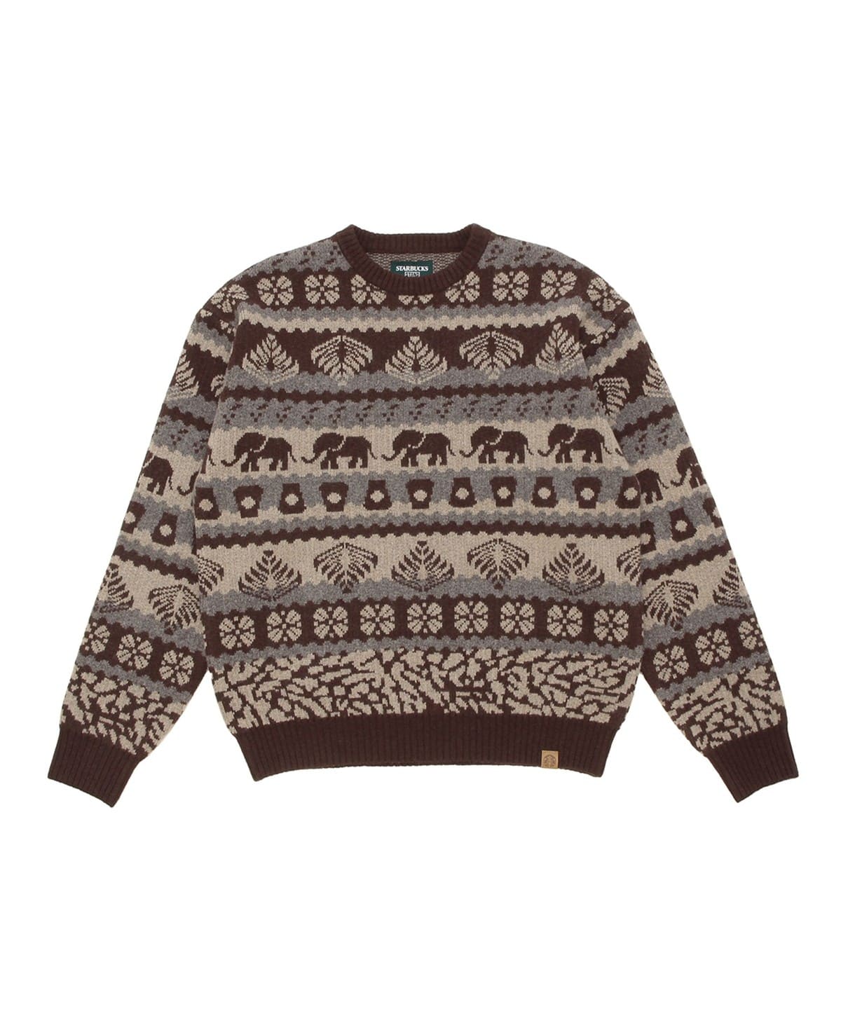 �y�V���b�v���菤�i�zSTARBUCKS STAND by BEAMS �r�[���X / JACQUARD CREW KNIT �g�b�v�X MEN BROWN L