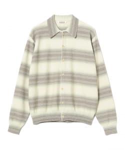 AURALEE / COTTON SILK GRADIENT STRIPE KNIT SHIRT CARDIGAN