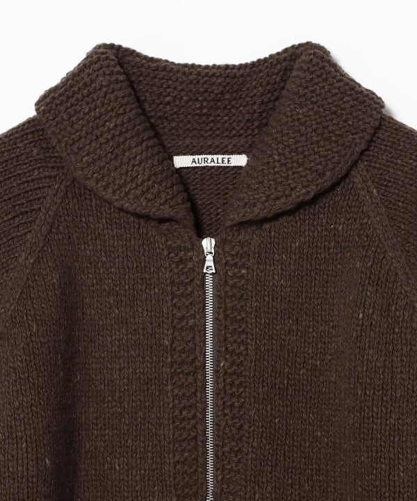 AURALEE / WOOL LOW-GAUGE KNIT ZIP COWICHAN