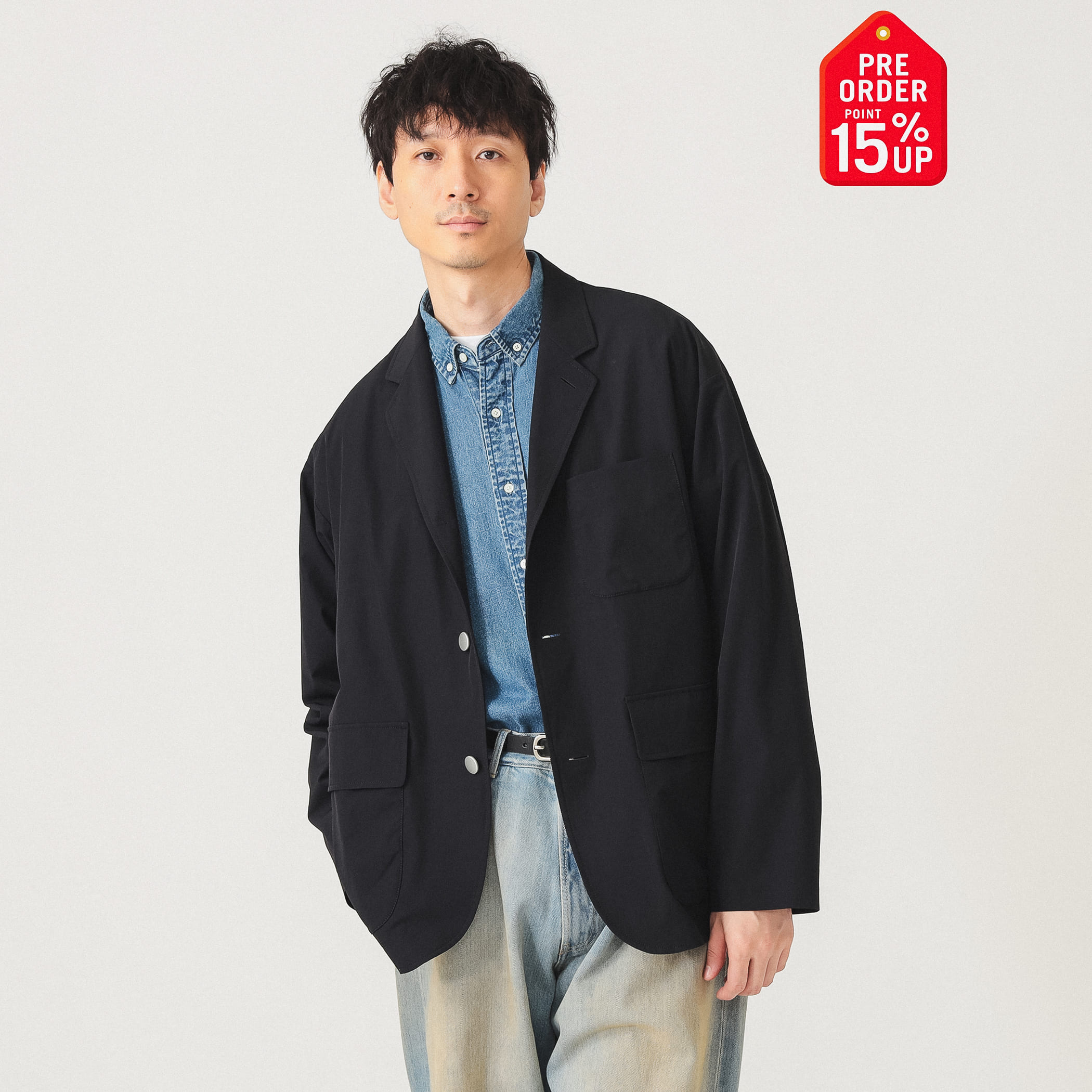 【+15%ポイントUP】撥水 テック ブレザー ジャケット MEN BLACK XL 【+15%ポイントUP】撥水 テック ブレザー ジャケット MEN BLACK XL