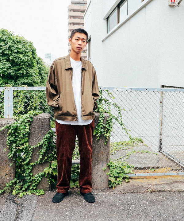 NAVY】BEAMS / ブロークンツイル ジップブルゾン-