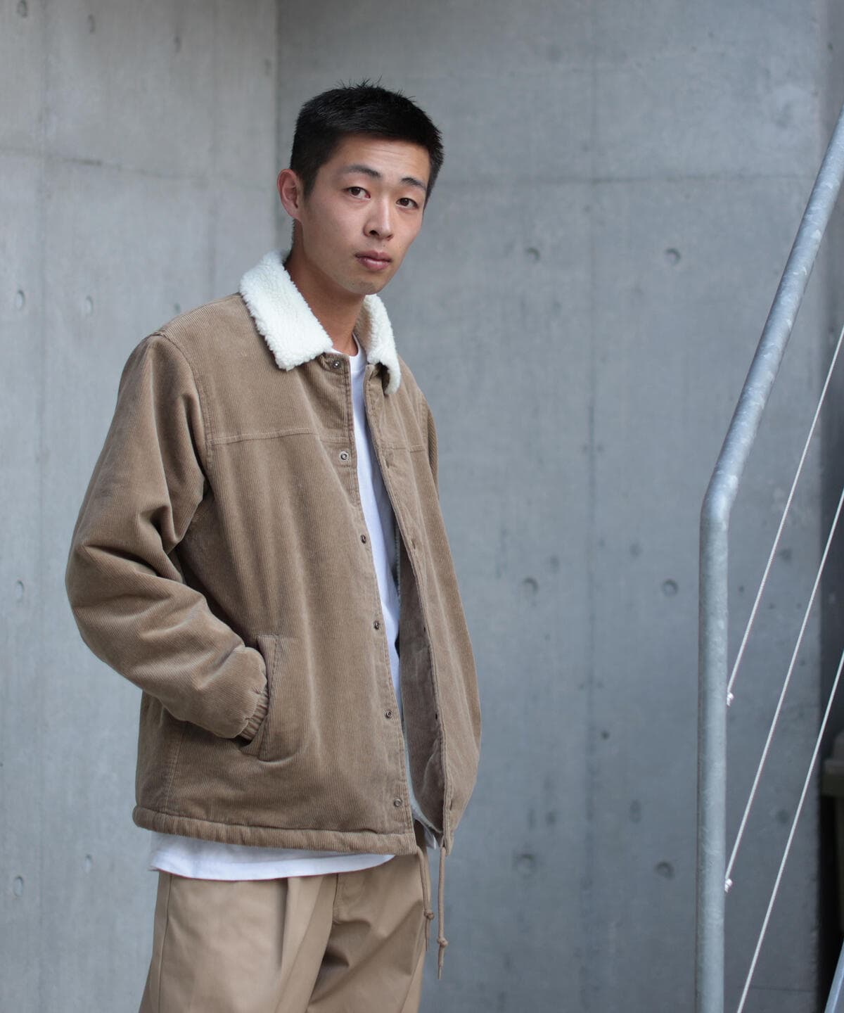 ボア コーチジャケット ブルゾン MEN BEIGE S ボア コーチジャケット ブルゾン MEN BEIGE S